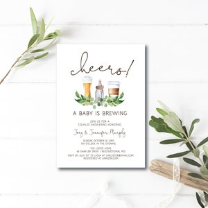 A Baby is Brewing Couples Shower Invitation, Instant Download, Editable, Template, Couples Baby Shower Invitation, e267