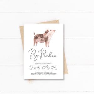 Pig Picken Invitation, Summer BBQ Invitation, Instant Download, Editable, Pig Picking Birthday Party Invite, Cookout Invite
