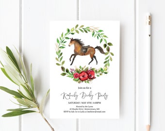 Kentucky Derby Party Invitation, Editable Derby Party Invitation, Derby Party Template, Printed, Printable, horse race invitation, e374