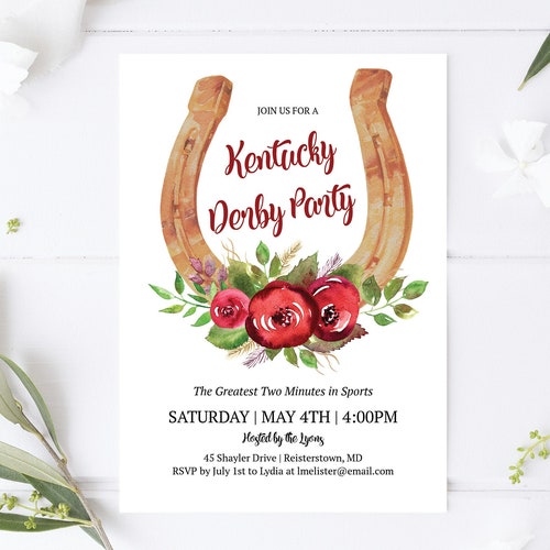 KY Derby Party Invite Horse theme Party Kentucky Derby Shower Editable