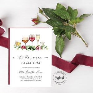 Christmas Party Invitation, Instant Download, Editable Holiday Party Invitation, Christmas Cocktail Party Invitation, e536