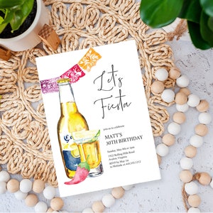 Fiesta Birthday Invitation, Editable Template, Mexican Theme Birthay Party Invite, Mexican Fiesta Invitation, Corona, Tequila Invite, e573