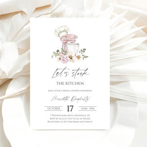 Stock the Kitchen Bridal Shower Invitation,  Baking Bridal Shower Invite, Kitchen Shower Invite, e781