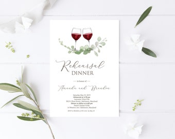 Wine Rehearsal Dinner Invitation, Instant Download, Editable Wedding Rehearsal Invitation, vineyard rehearsal dinner invite, e429
