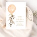 Boho First Birthday Party Invitation, Instant Download, Peach Balloon Birthday Party Invite for girl, Pampas Grass Birthday Invite, e469P