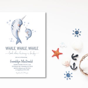 Whale Baby Shower Invitation, Boy Baby Shower Invite, Pool Baby Shower Invitation, Editable Template Instant Download, e466