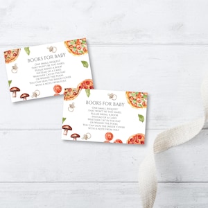 Boeken voor baby-inzetstuk, direct downloaden, babyshowerspelletjes, pizza babyshowerboeken voor babykaart
