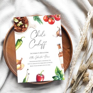 Beer and Chili Invitation, Instant Download, Editable Chili Cookoff Invitation, e599