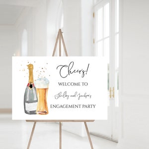 Engagement Party Welcome Sign, Bubble and Brews Welcome Sign, Editable Template,  Instant Download, templett, e375