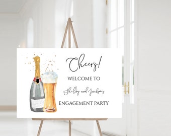 Engagement Party Welcome Sign, Bubble and Brews Welcome Sign, Editable Template,  Instant Download, templett, e375