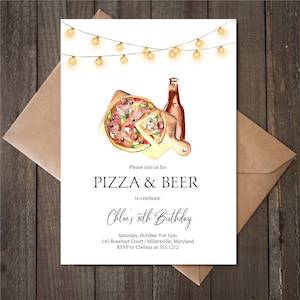 Pizza and Beer Couples Shower Invitation, Instant Download, Editable, Pizza and Beer Birthday Party Invite, Pizza Party Invite, e595