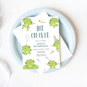Frog Birthday Party Invitation, Frog Birthday Invitation, Editable Frog Birthday Party Invite Templett, Instant Download