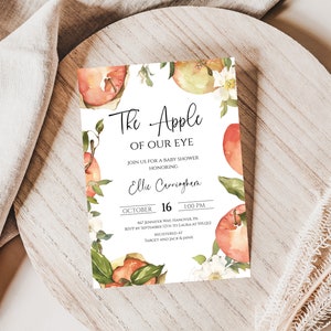 Apple Baby Shower Invitation, Editable Fall Baby Shower Invite Instant Download, Gender Neutral Fall Baby Shower