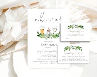 Baby Bash Shower Invitation Gender Neutral, Instant Download, Editable Template, Couples Baby Shower Invitation Bundle, e267n