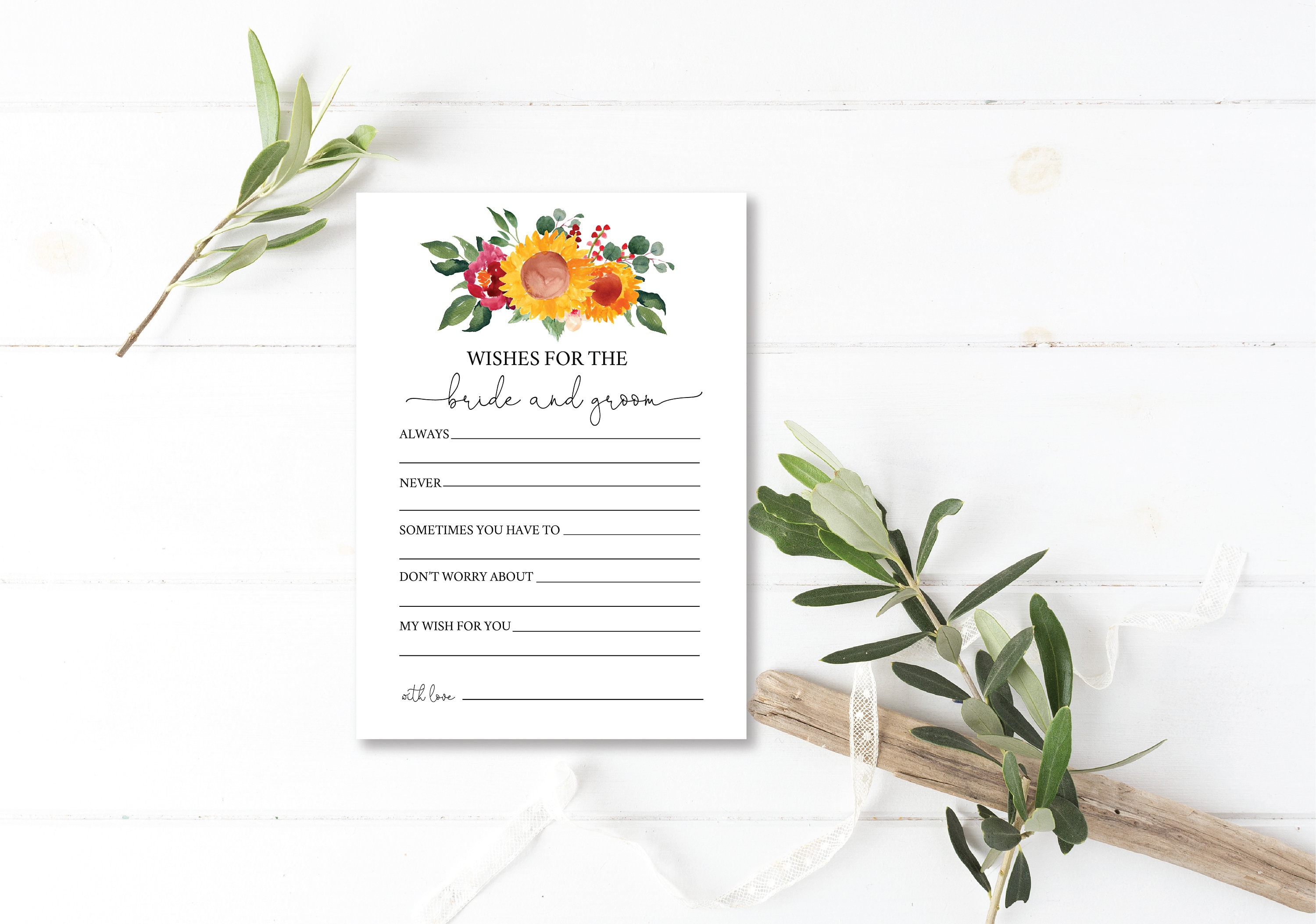  Wishes for the Bride and Groom Card Instant Download Etsy