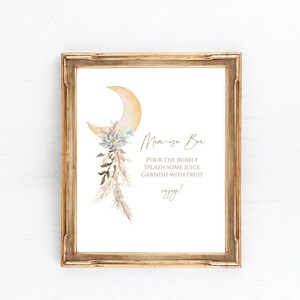 Boho Momosa Bar Zeichen, Instant Download, druckbare Baby Shower Zeichen, junge Baby Shower Dekoration, e533