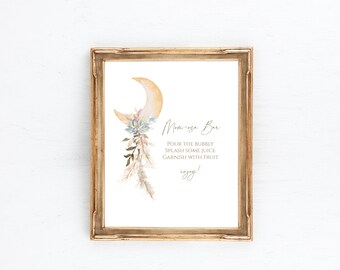 Signe de Boho Momosa Bar, téléchargement immédiat, signe imprimable de douche de bébé, décoration de douche de bébé garçon, e533