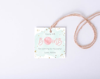 Bath Bomb Birthday Party Favor Tag, Bath Bomb Making Party Thank you tag, Editable Template Instant Download, Templett