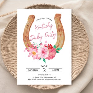 Kentucky Derby Party Invitation, Editable Derby Party Invite, Derby Party Invites Printed, Printable Horse Bridal Shower invitation, E362