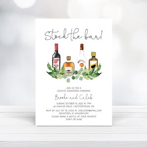 Stock the Bar Couples Shower Invitation,  Instant Download, Stock the Bar evite, Engagement Party, Housewarming invite, e420