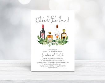 Stock the Bar Couples Shower Invitation,  Instant Download, Stock the Bar evite, Engagement Party, Housewarming invite, e420