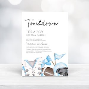 Football Baby Shower Invitation, Editable Boy Baby Shower Invitation, Templett Instant Download, Boy Baby Shower Digital Invite