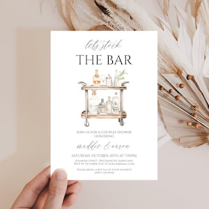 Stock the Bar Couples Shower Invitation,  Instant Download, Minimalist Stock the Bar Invite, Engagement Party text invite