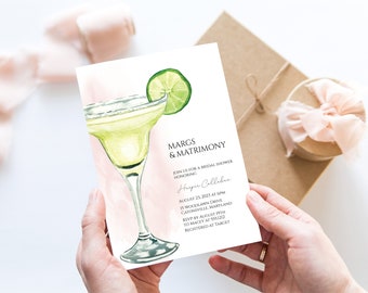 Margs and Matrimony Shower Invitation Margarita Bridal Shower Invitation, Editable Happy Hour Bridal Shower Invitation,  Templett