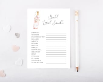 Bridal Word Scramble bridal shower game, Instant Download, Bubbly Bridal Shower Game, e574