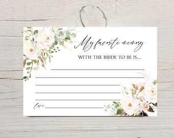 Mémoire préférée des cartes de mariée, cartes mémoire de douche nuptiale, jeux de douche nuptiale, TÉLÉCHARGEMENT INSTANTANÉ, cartes mémoire florales, e488