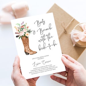 Boots and Brunch Bridal Shower Invitation, Country Bridal Shower Invitation, Boots Bridal Shower Invite E368