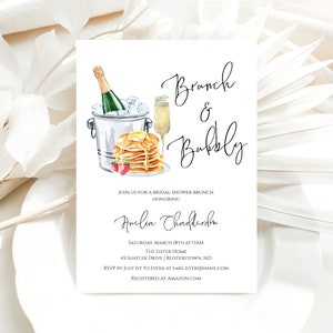 Brunch and Bubbly Invitation, Editable Bridesmaids Brunch Invite, Champagne Brunch Bridal Shower Invitation Template, INSTANT DOWNLOAD