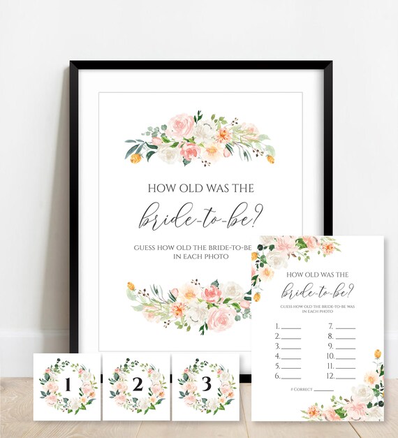 Printable How Old Was the Bride Bridal Shower Game Instant | Etsy