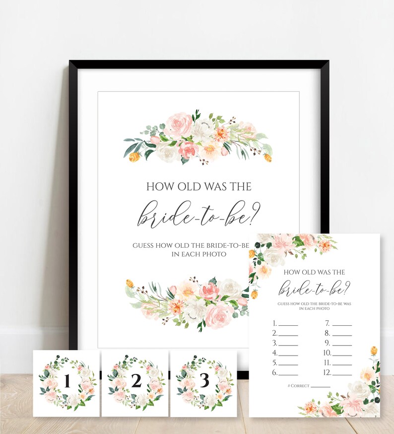 Printable How Old Was the Bride Bridal Shower Game Instant | Etsy