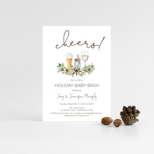 Winter Baby Bash Shower Invitation Gender Neutral, Instant Download, Editable Template, Christmas Baby Shower Invitation, e267h