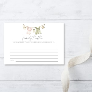 Cartão de tradições familiares para chá de bebê, modelo de cartão de tradições familiares Boho Baby Shower, Templett Download instantâneo e707