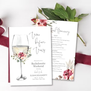 Napa Bachelorette Weekend invitation and itinerary, INSTANT DOWNLOAD, Wine Bachelorette Weekend Invitation, Girls Weekend Invite, e415