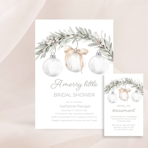 Christmas Ornament Bridal Shower Invite, Winter Bridal Shower Invitation, Instant Download Editable Holiday Bridal Shower Invite, e566V2