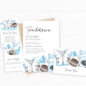 Football Baby Shower Invitation Bundle, Editable Boy Baby Shower Invitation, Templett Instant Download, Boy Baby Shower Digital Invite