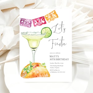 Fiesta Birthday Invitation, Editable Template, Mexican Theme Birthay Party Invite, Margarita Invitation, e573c