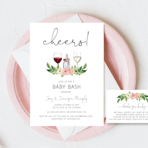 Baby Bash Invitation,  Couples Shower Invitation Girl, Instant Download, Editable, Template, Couples Baby Shower Invitation Bundle, e267w