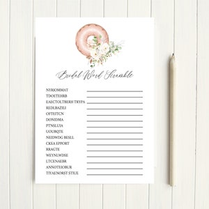 Bridal Shower Word Scramble Game, Instant Download, Love is Sweet Bridal Shower Game, e589