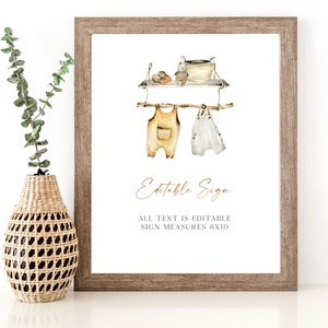Editable Boy Baby Shower Sign, Boho Baby Shower Sign, Templett Instant Download, Boy Baby Clothes Shower Sign, e708