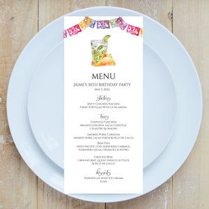 Menú de cena de ensayo Fiesta, Descarga instantánea, Menú de cena de ensayo de tacos y tequila editables, Menú de restaurante mexicano, e571