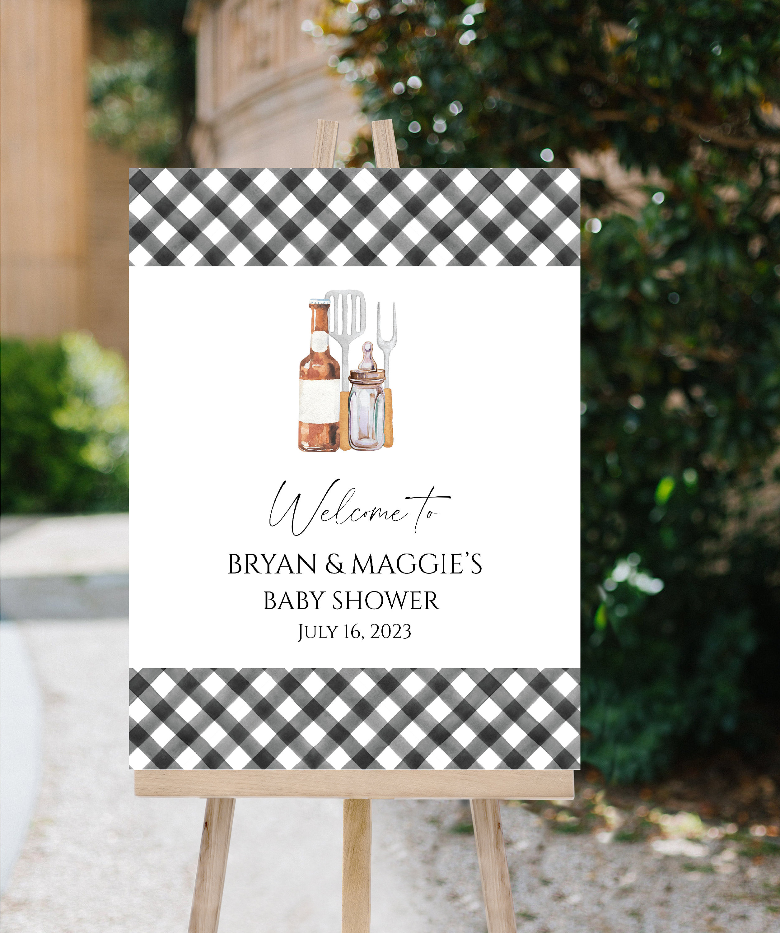 BBQ Baby Shower Welcome Sign, BBQ and Bottles Baby Shower Welcome, BABYQ, Couples Shower Cook Out, Backyard Barbeque Baby Shower