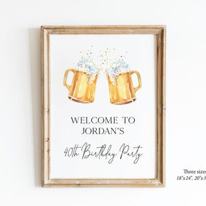 Cheers and Beers Welcome Sign, Beer Birthday Party Welcome Sign, Editable Template,  Instant Download, templett, e711