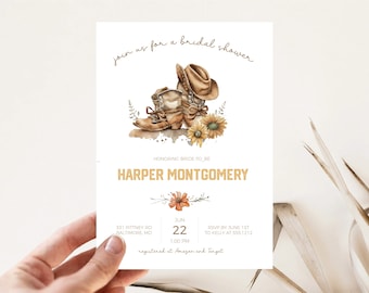 Western Bridal Shower Invitation, Cowboy Boots Editable Bridal Shower Invitation, Templett Instant Download,  e622