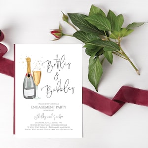 Bottles and Bubbles Couples Shower Invitation, Editable Co-ed Shower Invitation, Templett, Champagne Couples Shower Invitation, e375b