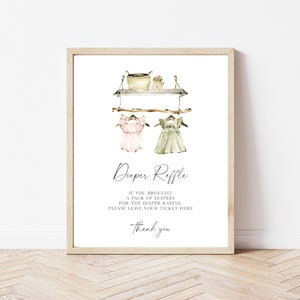 Girl Baby Shower Diaper Raffle Sign, Instant Download, Baby Shower Game, Diaper Raffle Game, e707
