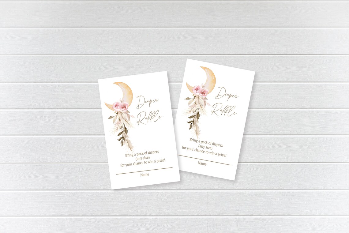 Moon Diaper Raffle Card, Instant Download, Editable Diaper Raffle ...